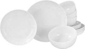 "Creatable", 22556 Visapusiškas baltas 12 dalių indų rinkinys, porcelianinių lėkščių rinkinys, tinkamas plauti indaplovėje ir mikrobangų krosnelėje