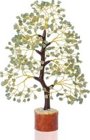 "Crocon" natūralios spalvos gydomųjų brangakmenių kristalų bonsai laimės pinigų medis sėkmės, gerovės ir gerovės gydymo reiki dvasinė dovana dydis 10-12 colių (sidabrinė ir auksinė viela) (žaliasis nefritas (auksinė viela))