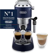 "De'Longhi Dedica Style - Perfetto" kompaktiškas espreso kavos aparatas su mygtukais, rankiniu pieno putotuvu espresui ir kapučino kavai, tinka ESE padui, 15 cm pločio, mėlynas (EC685.BL)