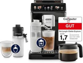 "De'Longhi Eletta Explore - Perfetto" visiškai automatinis kavos aparatas su "LatteCrema" pieno putotuvu, 40 gėrimų vienu mygtuko paspaudimu, spalvotas jutiklinis ekranas, tamsiai pilkas (ECAM452.57.G)