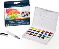 "Derwent Inktense" akvarelinių dažų paletė, 24 spalvų rinkinys, pusės dubenėlio dydžio, vandenyje tirpūs dažai, idealiai tinka tapybai ir rankdarbiams ant popieriaus ir audinio, profesionali kokybė, 2306318