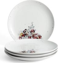 "Disney" torto lėkštės "Mickey & Minnie", 4 vnt., 22 cm, porcelianinės, galima plauti indaplovėje, žieminės, baltos spalvos