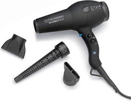 "Diva Professional Styling Ultima 5000" juodas gumuotas plaukų džiovintuvas su lazdele