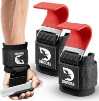 "DMoose Fitness" svorių kėlimo kablių rankena (pora) - 8 mm storio paminkštintas neoprenas, dvigubos siūlės, neslystanti danga, saugus sukibimas ir tikslų siekimas su aukščiausios kokybės treniruočių kablių pirštinėmis
