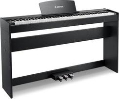 "Donner DDP-50" skaitmeninio pianino 88 klavišų klaviatūra pradedantiesiems, pilna elektrinio pianino klaviatūra su baldiniu stovu ir 3 pedalais