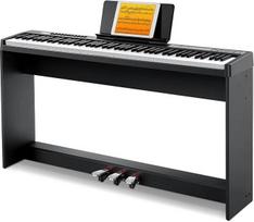 "Donner DEP-08" skaitmeninis pianinas su 88 greičio klavišais ir nuimamu stovu, kompaktiškas elektrinis pianinas pradedantiesiems su padalijimo režimu, LED skaitmeniniu ekranu ir trigubu pedalu