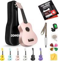 "Donner" soprano ukulelės rinkinys 21 colio DMU-01 Macaron serijos matinė havajietiška gitara pradedantiesiems (rožinė)