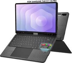"Doohoeek" klaviatūros dėklas su LCD ekranu, skirtas "Samsung Galaxy Tab S11 Ultra" 14,6 colių 2025, nuimama "Bluetooth" belaidė klaviatūra su foniniu apšvietimu ir Trackpad, QWERTZ