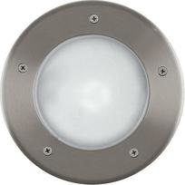 "EGLO Riga" 3 LED įleidžiamas grindų šviestuvas, 1 lemputės įleidžiamas šviestuvas, kelio šviestuvas, pagamintas iš sidabrinio nerūdijančio plieno ir balto plastiko, E27 lizdas, IP67