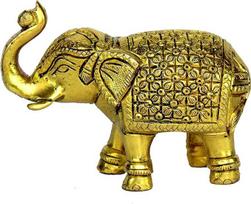 "eSplanade" žalvarinis dramblys | Rankų darbo Laxmi Ganesh Carving Maharaja Elephant Idol for Decoration (Brass/Elephant/3")