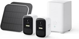 "eufy Security" eufyCam 2C 2 kamerų rinkinys, saulės baterija, lauko saulės stebėjimo kamera, belaidė stebėjimo sistema, suderinama su "HomeKit", 1080p HD, IP67, atspari oro sąlygoms, naktinis matymas, jokių mėnesinių mokesčių