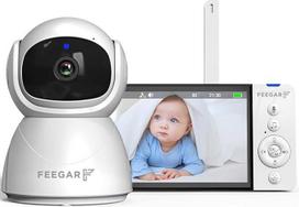 "Feegar" kūdikių monitorius su kamera Kūdikių monitorius 5 colių 720P HD ekranas 2,4 GHz PTZ 355°/120° kūdikių monitorius su nuotolinio valdymo kamera 2 x priartinimas VOX režimas Naktinis matymas Temperatūros jutiklis Lopšinės 5000 mAh