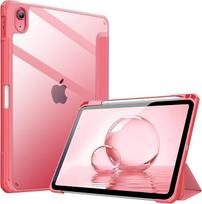 "Fintie" hibridinis dėklas "iPad" (A16) 11 kartos 11 colių 2025, "iPad" 10 kartos 10,9 colių 2022 su rašiklio laikikliu - smūgiams atsparus apsauginis dėklas su permatomu kietuoju apvalkalu nugarėlėje, rožinės spalvos