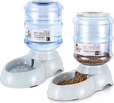 "Flexzion" gravitacinis naminių gyvūnėlių maisto vandens tiektuvo rinkinys (mažas) šunims ir katėms Automatinis papildymas "Waterer" sauso maisto laikymo talpykla, mažas vidutinis šunų ir kačių šėrimo fontano reikmenys