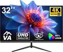 "Gawfolk" 32 colių monitorius 4K (3840 x 2160) UHD kompiuterio žaidimų monitorius, VA skydelis, HDR, HDMI/DP, 60 Hz, siauras kraštas, 100 x 100 mm VESA, 16:9, juodas