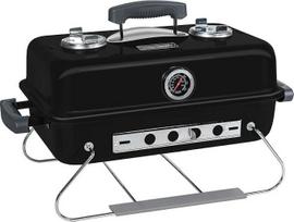 "George Foreman Premium On-The-Go" nešiojamasis medžio anglių grilis, dviejų dalių rėmas, reguliuojamas oro srautas, nešiojamas, lengvai surenkamas, skirtas stovyklauti ir keliauti, su karščiui atsparia nešiojimo rankena