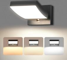 "GeyouLux" 24 W LED lauko šviestuvas su judesio jutikliu, IP65 lauko šviestuvas su pasukamu LED skydeliu, 3CCT sieninis vidaus/ lauko šviestuvas, 3000 LM aliuminio lauko šviestuvas garažui, kiemui, juodas