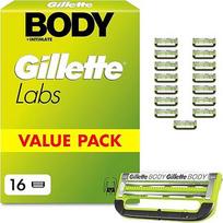 "Gillette Labs" kūno ir intymių vietų skustuvo peiliukai vyrams - 16 originalių atsarginių peiliukų vyrams - 2 peiliukai, apsaugantys nuo įaugusių plaukelių ir sudirginimo, su ilgai išliekančia tepimo juostele
