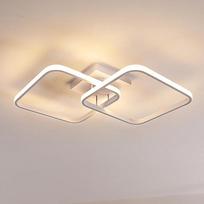 "Goeco" modernus LED lubų šviestuvas, 42 W kvadratinis LED lubų šviestuvas, 2 figūros, 3000 K šiltai balta šviesa, baltas akrilo lubų apšvietimas svetainei, valgomajam, virtuvei, 64 cm