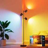 "Govee 3 Flame LED Floor Lamp", RGBWW Focus reguliuojamas grindų šviestuvas, 1500 lm, suderinamas su "Alexa", 64+ scenos, muzikos sinchronizavimas, 157 cm grindų lempos, juodos spalvos, skirtas svetainėms, miegamiesiems, skaitykloms dekoruoti