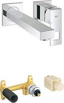 "GROHE Eurocube" rinkinys - 2 angų praustuvo maišytuvas + universalus montavimo korpusas su viena svirtimi, skirtas 2 angų praustuvo maišytuvams