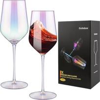 "Gutsdoor" vyno taurės 2 krištolo raudono vyno taurių rinkinys Iridescent White Wine Glasses Ilgas kotelis Didelis 17 uncijų vyno stiklas su pučiamu burnos paviršiumi vestuvėms, metinėms, Kalėdoms, gimtadieniui, dovanoms