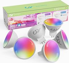 "GY Alexa" išmanioji lemputė GU5.3 MR16, 12 V AC/DC WLAN LED, suderinama su "Google Home" 2,4 GHz, 5 W 380 lm, reguliuojamo apšvietimo šilta balta, šalta balta ir įvairiaspalvė lemputė, valdoma programėle, 6 vnt.