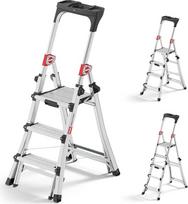 "Hailo Master Topline TL100 3-in-1" aliuminio teleskopinės kopėčios - lankstus darbinis aukštis 3-5 pakopos, maksimali apkrova 150 kg - 2,65-3,09 m reguliuojamas darbinis aukštis - itin didelė platforma - ištraukiamos kopėčios - aliuminio kopėčios