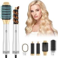 "Hairstyler 5-in-1" jonų plaukų stiliatorius, plaukų stiliatoriaus rinkinys, daugiafunkcinis karšto oro šepetys su apvaliu šepečiu plaukų džiovintuvu, garbanotuvu tiesinimui, džiovinimui, apimčiai, garbanojimui, 1200 W