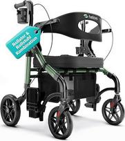 "Helavo" "2-in-1" roleris ir neįgaliųjų vežimėlis su visureigių ratais, lengvas roleris su neįgaliųjų vežimėlio funkcija, sulankstomas, reguliuojamo aukščio, didžiausia apkrova 136 kg