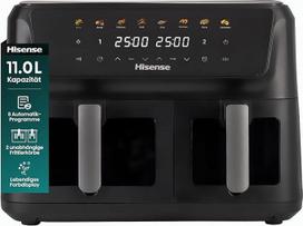 "Hisense HAF2700DCD" karšto oro keptuvė / 2700 W / 11 l talpa / 8 iš anksto nustatytos programos / neprideganti danga / spalvotas ekranas / efektyvus energijos vartojimas / "SyncServe" režimas / H 38,5 x Š x 32,7 cm / juoda