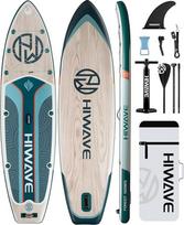"Hiwave" pripučiama SUP lenta 335 x 86 x 15 cm, apkrovos talpa 190 kg, gyvūnams draugiška irklentė vandenynui ir ežerui, su 3 dalių reguliuojamu irklu