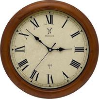 "Holzwerk" (radijas) 35 cm Natural Vintage Retro Wood Radio Glass Round Wall Clock Medinis laikrodis Radijo bangomis valdomas sieninis laikrodis su romėniškais skaitmenimis Radijo bangomis valdomas laikrodis Beveik tylus judesys Tylus kietas