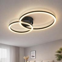 "Homefire" lubų šviestuvas Gyvenamasis kambarys LED lubų šviestuvas 2 žiedai - 40 cm juodas virtuvės šviestuvas lubos 3000 K šilta balta 23 W gyvenamojo kambario šviestuvas modernaus dizaino lubų apšvietimas virtuvei, miegamajam, prieškambariui