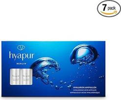 "hyapur Hyaluronic" ampulės 7 x 1,5 ml su labai koncentruota hialurono rūgštimi, skirta veido, kaklo ir dekoltė odai skaistinti ir stangrinti