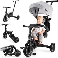 "HyperMotion Tobi Forest 8-in-1" triratukas nuo 1 metų su stūmimo juosta, 360° pasukama sėdyne, sulankstomas, reguliuojamo aukščio, EVA ratais, stogeliu nuo saulės, dirželiu, vairu, sulankstomas (pilkas)