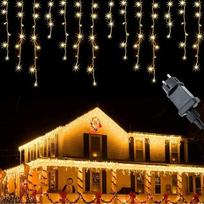 "Icicle" pasakų žibintai Lauko 15 m 600 LED šviesos diodų šviesos užuolaidų pasakų žibintai su laikmačiu + 8 režimai + atminties funkcija + kištukas, "Icicle" pasakų žibintai, skirti Kalėdoms, vestuvėms, Helovinui, šiltai baltos spalvos