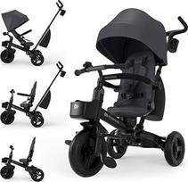 "Kinderkraft Aveo 2 Pro" triratukas "6 in 1", pasukama "Click & Twist" sėdynė, atlošimo funkcija abiejose pusėse, sulankstomas, kompaktiškas, UPF50+ gaubtas, laisvasis ratas, nuo 9 mėn. iki 5 metų, pilkos spalvos