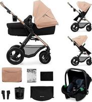 "Kinderkraft MOOV2" oro vežimėlis "3-in-1", iki 22 kg svorio, su I dydžio 40-75 cm vaiko sėdyne, vežimėlio funkcija, reguliuojama atsilenkimo padėtis, didelis ištraukiamas gaubtas, pripučiami ratai, smėlio spalvos