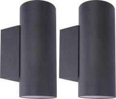"Klighten" 2 sieninių šviestuvų GU10 lauko / vidaus vandeniui atsparūs IP65 aukštyn ir žemyn šviestuvai Lauko aliuminio lauko šviestuvas Lauko šviestuvas Sieninis šviestuvas įėjimui į kiemą be lempučių, antracito spalvos