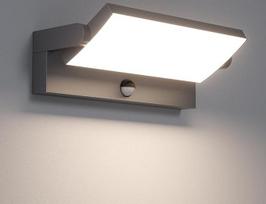 "Klighten" 45 W lauko sieninis šviestuvas su judesio jutikliu, IP65 sieninis šviestuvas Lauko sieninis šviestuvas su pasukamu LED skydeliu, lauko šviestuvas įėjimui į kiemą, 3480 LM, natūralios baltos spalvos, 4000 K, antracito spalvos