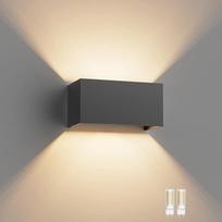 "Klighten" lauko šviestuvas su keičiama G9 LED lempa, šilta balta, 3000 K, 18 W LED sieninis šviestuvas, vidaus/ lauko, reguliuojamas spindulio kampas, lauko sieniniai šviestuvai, skirti svetainei, sodui, IP54, tamsiai pilka