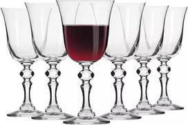 "Krosno" raudonojo vyno taurės 250 ml - 6 taurių pakuotė - "Krista" kolekcija - krištolas be švino - elegantiškas dizainas su puošnia kojele