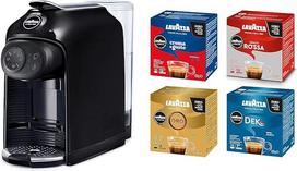 "Lavazza", "A Modo Mio Idola Nera" kavos aparatas su 64 įvairiomis kapsulėmis, kompaktiškas ir tylus espreso aparatas, 1500 W, 220-240 V, 50/60 Hz, didžiausia talpa 1,1 litro vandens
