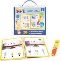 "Learning Resources Hot Dots Numberblocks 11-20" užduočių knyga su interaktyviu rašikliu, daugiau nei 60 užduočių, skaičių blokų dovanos, nuo 5 metų amžiaus