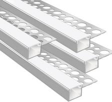 "LEDLightsWorld" valomas aliuminio LED profilis 13 mm LED juostelėms, 4 vnt., 3,3 pėdos / 1 m su pieno danga, montavimo gipso kartono profilis sienoms ir luboms