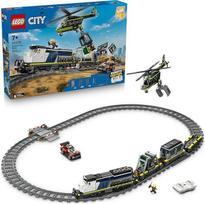 "LEGO City" policijos traukinio reidas - nuotoliniu būdu valdomas žaislinis traukinukas - konstruojamas modelis su žiediniu bėgių keliu, sraigtasparniu, ralio automobiliu ir 6 mini figūrėlėmis - dovana berniukams nuo 7 metų - 60508