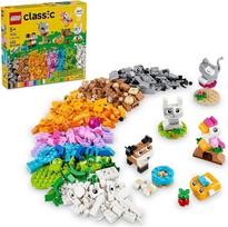 "LEGO Classic Creative Pets" konstruktorius - žaislas su gyvūnais, vaikai gali konstruoti šunį, katę, triušį, žiurkėną ir paukštį, dovana gyvūnus mylintiems berniukams ir mergaitėms nuo 5 metų, puikus žaislas, skirtas konstruoti kartu, 11034