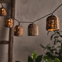 "Lights4fun" 10 LED saulės šviesos diodų pasakų žibintai lauko rotango šiltai balta spalva - oro sąlygoms atsparūs saulės žibintai sodui, terasai, balkonui, lauko apšvietimui, saulės ilgis 5,25 m