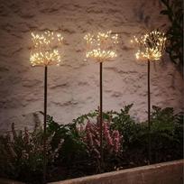 "Lights4fun" 3 mikro LED saulės žibintų rinkinys "Allium Flower" 51 cm saulės stulpų žibintai Vielos saulės sodo žibintuvėlis Balkono saulės žibintai Lauko saulės lempa sodui Saulės lempa balkonui